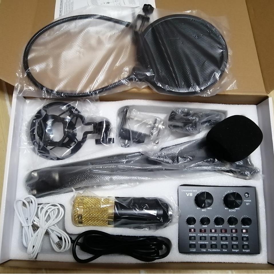 BM800+V8 live broadcast equipment professional condenser microphone microphone V8 boom recording studio equipment