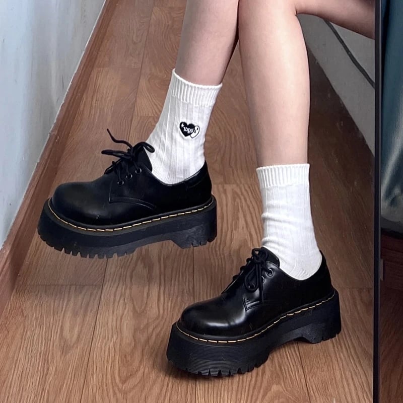 Shoes for Women Mary Janes 's High Heels Fashion Lace Up Casual Boots New Round Toe Platform