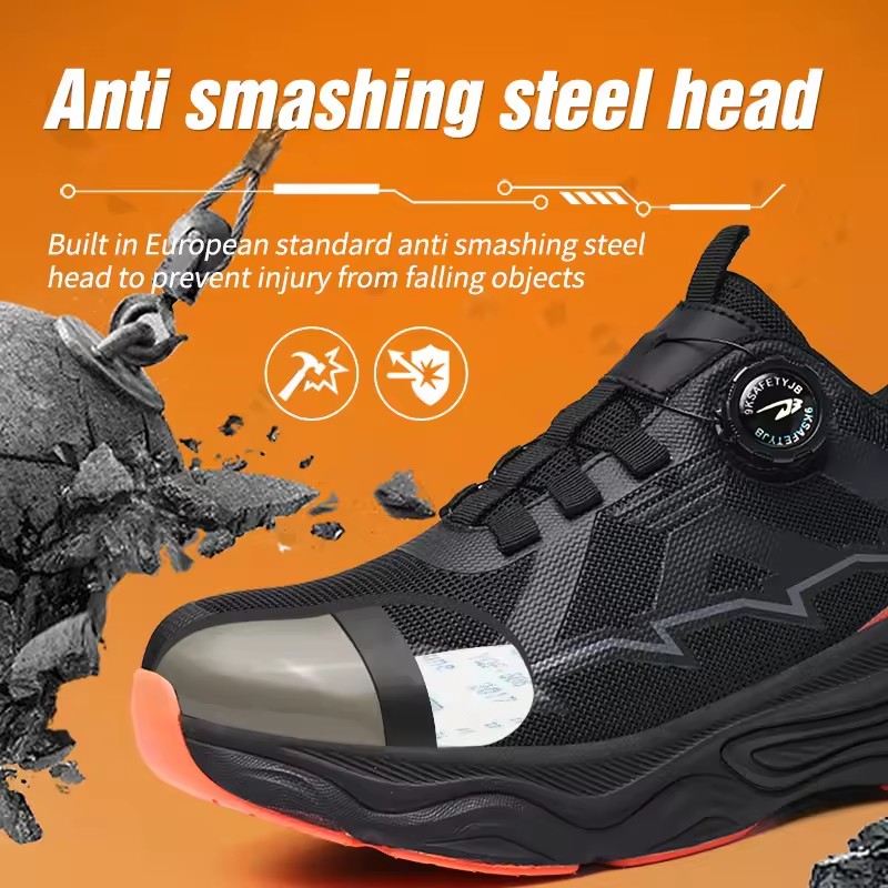 Rotating button Steel toe shoes Safety Boots Men Anti-smash Anti puncture Work Sneakers lightweight Protection Shoes Work Boots