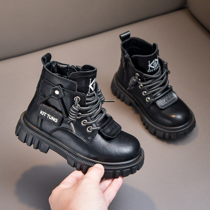 Autumn & Winter Genuine Leather Boys Snow Boots Fashion Soft Sole Non-Slip Children Shoes Sports Casual Size 26-37