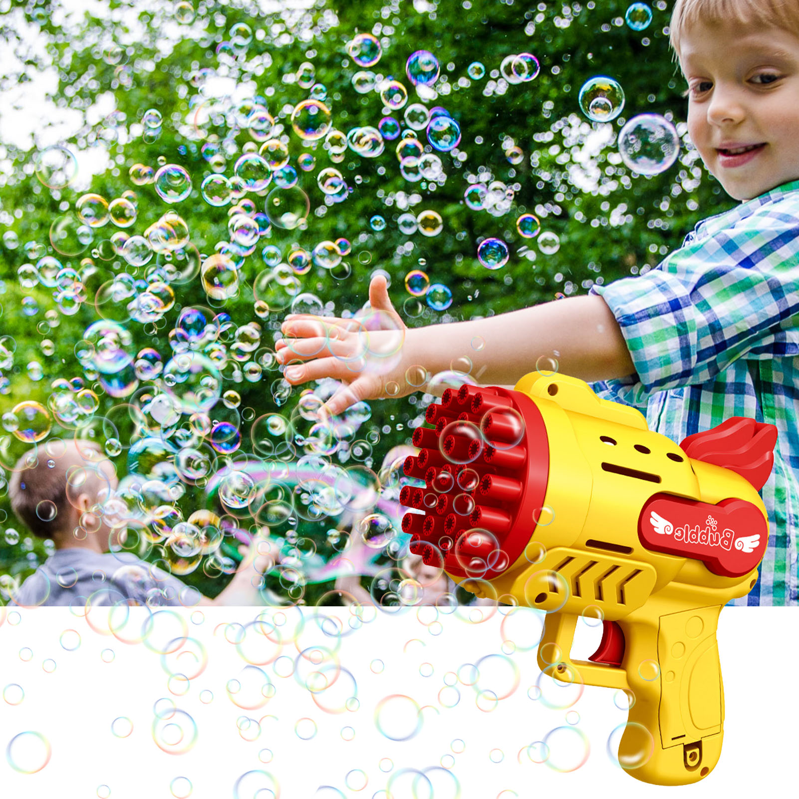 Rocket Bubble 29 Hole Bubble Machine Kids Portable Outdoor Toy With LED Light Electric Bubble Blower Toys For Children Gifts