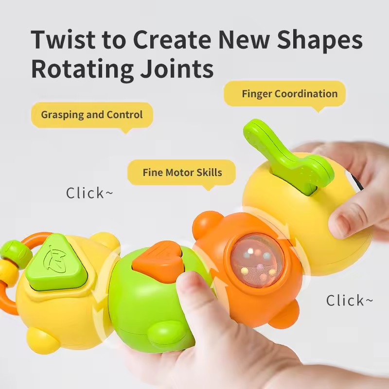 Baby Ringing Toy Cartoon Caterpillar Baby Gripping Finger Collaborative Training Soothing Puzzle Toy Parent Child Interaction