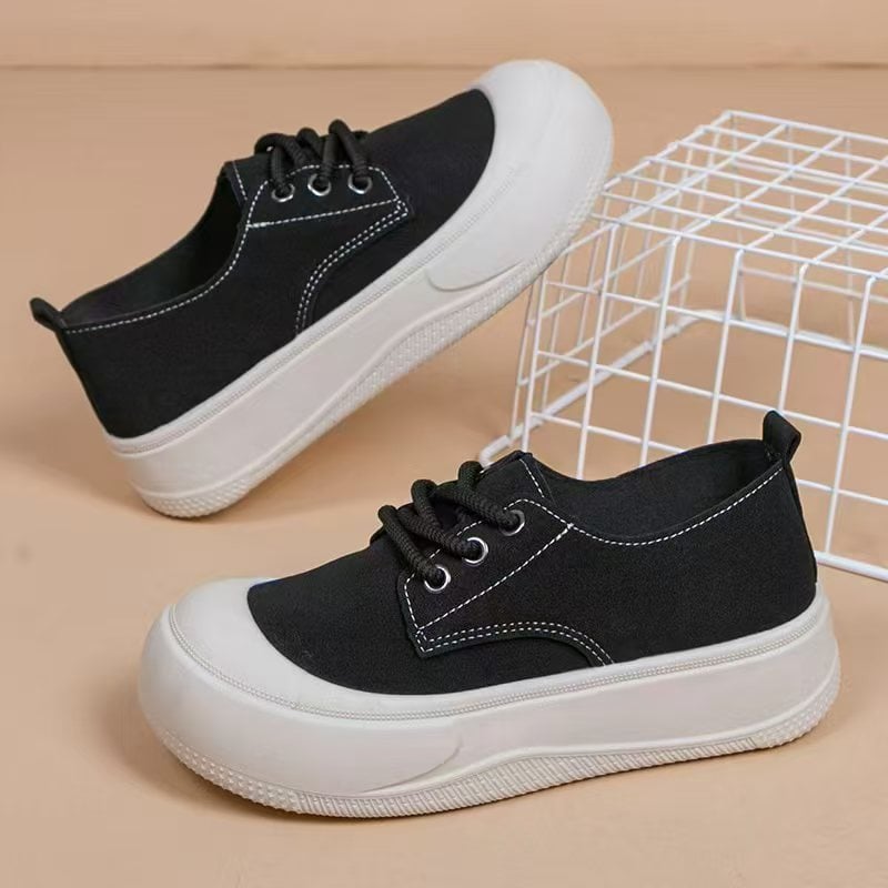 New sponge cake shoes for women's casual shoes, thick soled round toe lace up white shoes, fashionable loafers