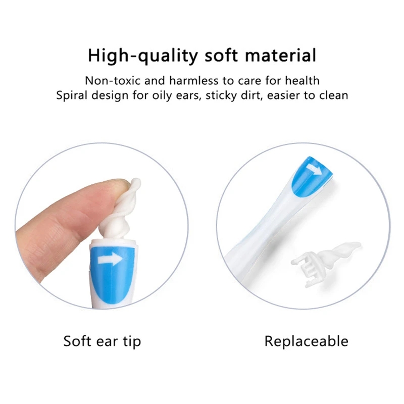 Ear Cleaner With Soft Silicone Ear Wax Remover Tool 9 Replacement Tips Spiral Earwax Cleaner Health Ear Cleaner Ear Care Tools