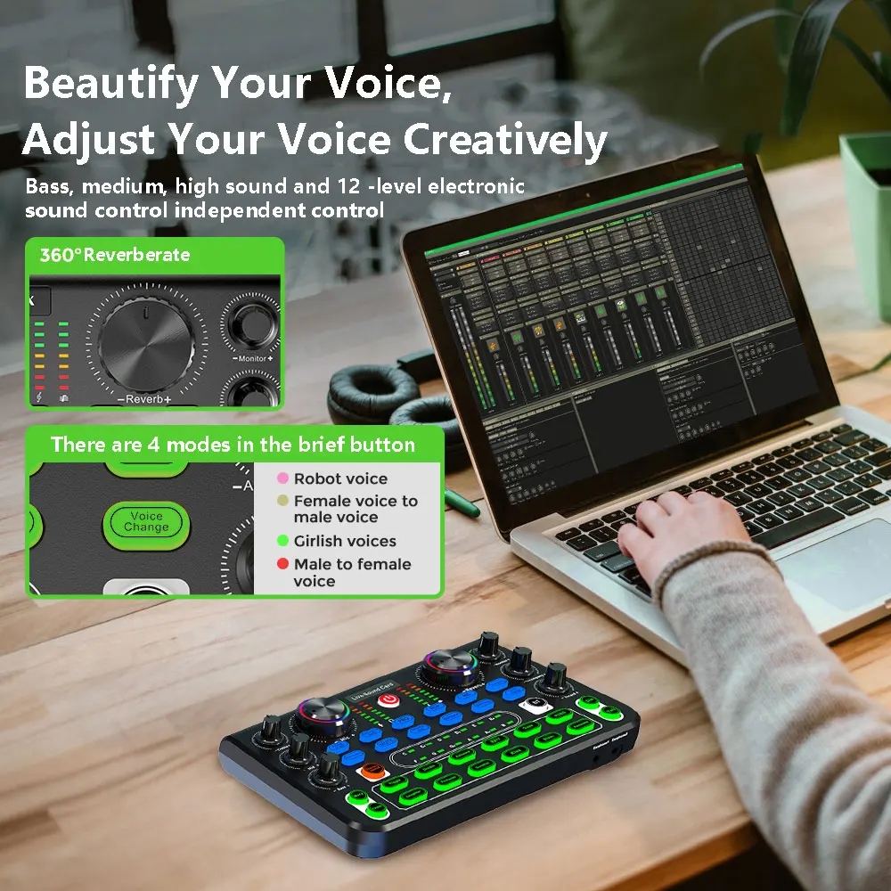 X60 Sound Card English Version Professional Sound Cards Audio Mixer For Karaoke Broadcast KTV Singing Live Sound Mixer