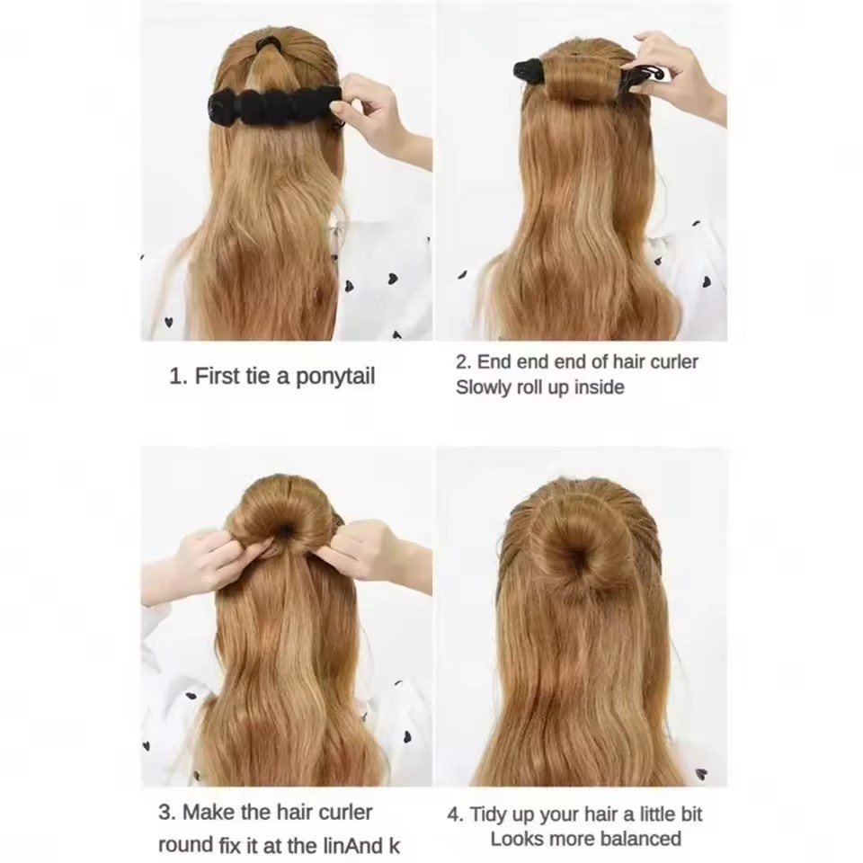 1PC Cute DIY Donut Hair Curler Durable Easy Donut Bun Maker Braider Tool Hairstyle Meatball head hair maker Hair Styling Tools
