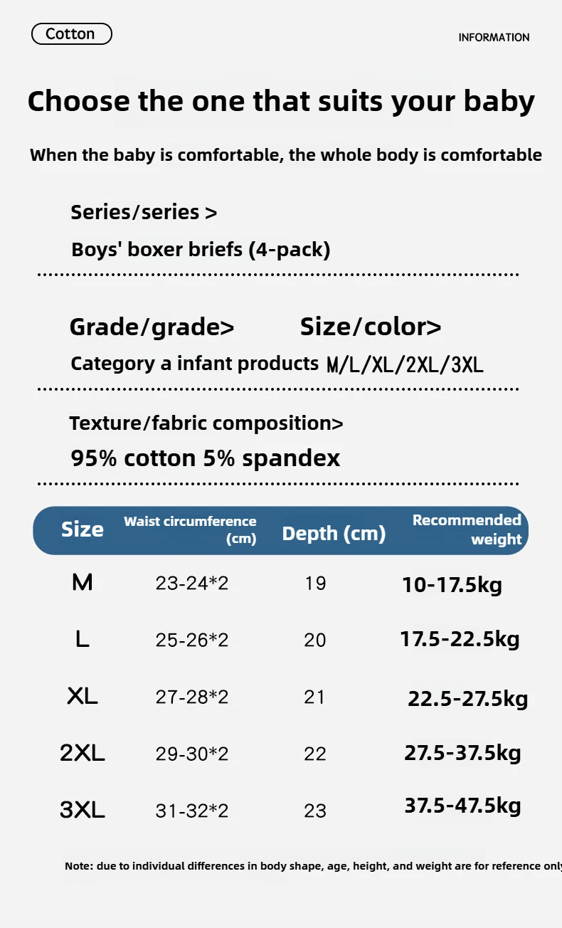 4 Pack Boys Boxer Briefs Soft Cotton Underwear Comfortable Kids Underpants for Big Boys