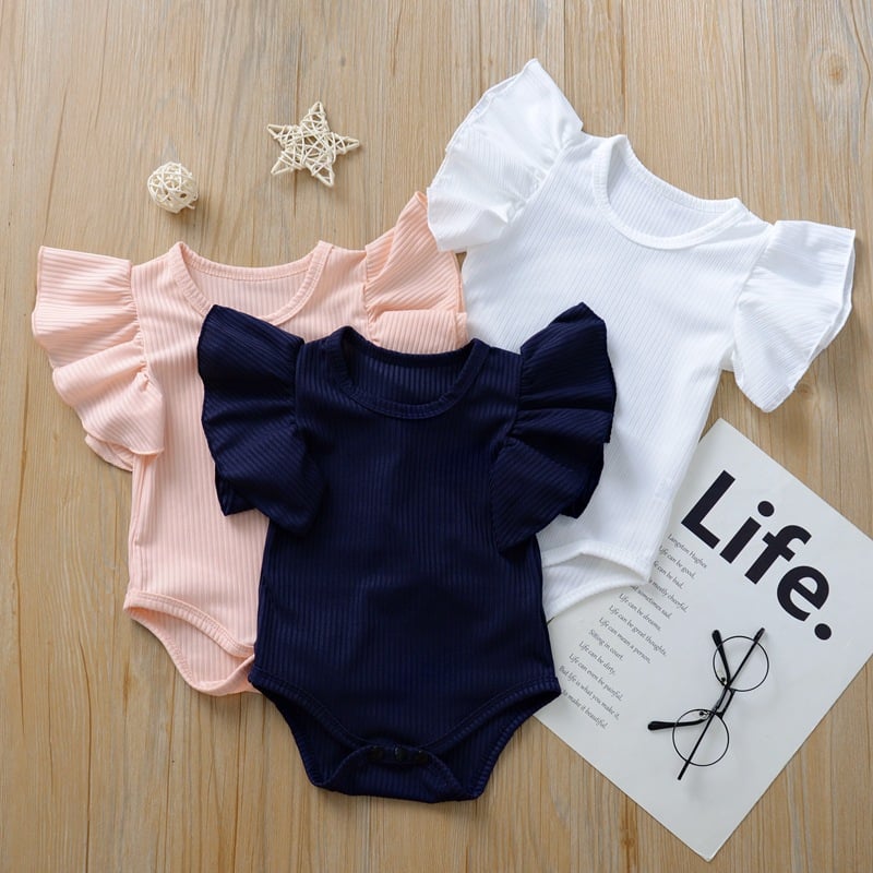New Born Baby Girl Clothes Summer Short Sleeved Triangle Bag Fart Twin Baby Girls Flower Bodysuit Infant Cotton Onesie Pajamas