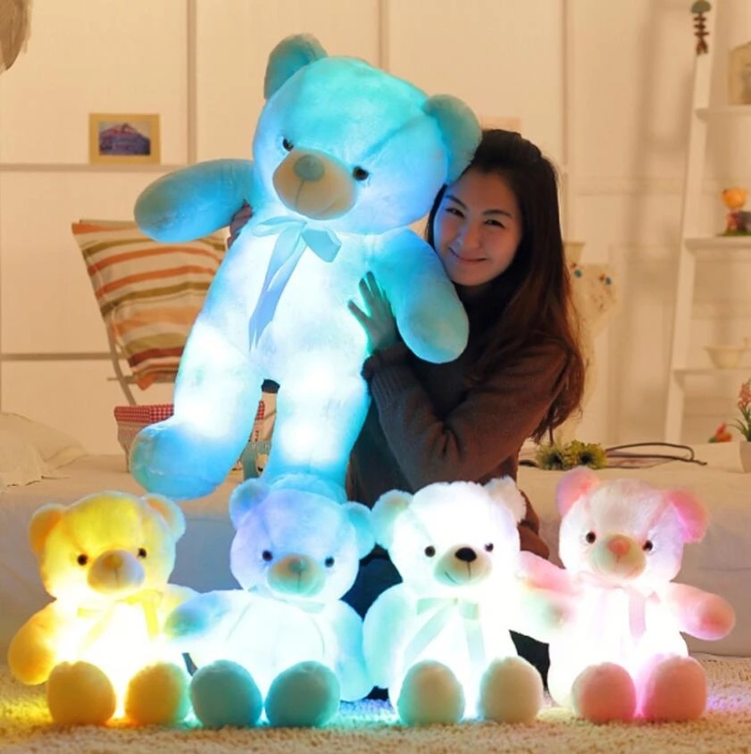 30CM Luminous Plush Toys Light Up LED Colorful Glowing Teddy Bear Stuffed Animal Doll Kids Christmas Gift For Children Girls