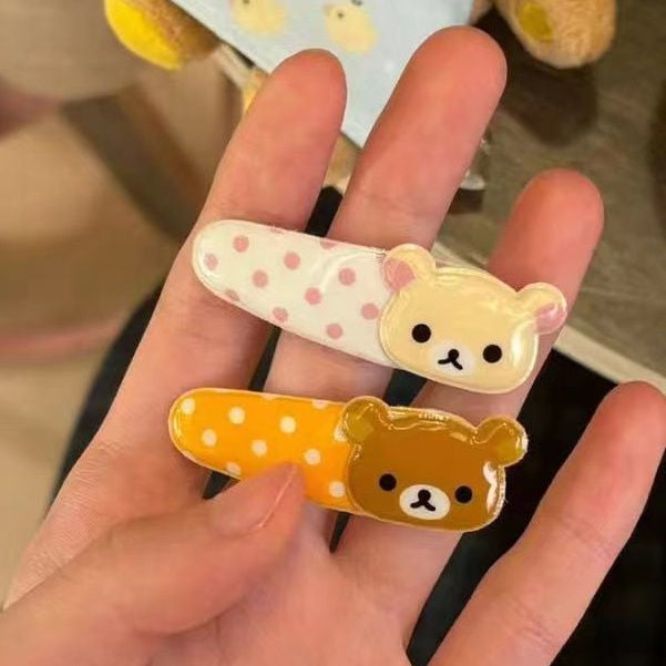 1pcs Kawaii Rilakkuma Bangs Side Clip Cartoon Cute Wave Point BB Hair Clip Sweet Versatile Hairpin Hair Birthday Gift