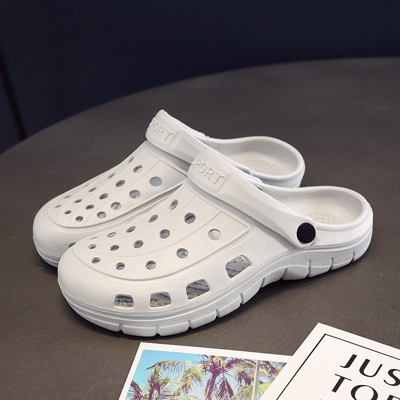 Non-slip garden Baotou nurse shoes flat heel hole sandals big head slippers men and women summer