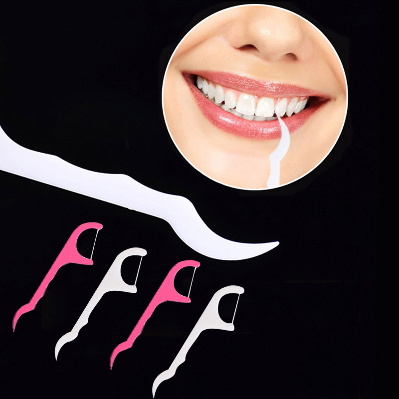 25pcs/Lot Disposable Dental Flosser Interdental Brush Teeth Stick Toothpicks Floss Pick Oral Hygiene Teeth Cleaning Care