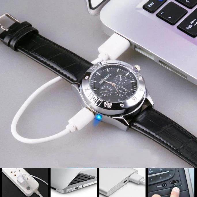 windproof electric smart usb charging cigarette lighter wrist watch with usb lighter electronic for men