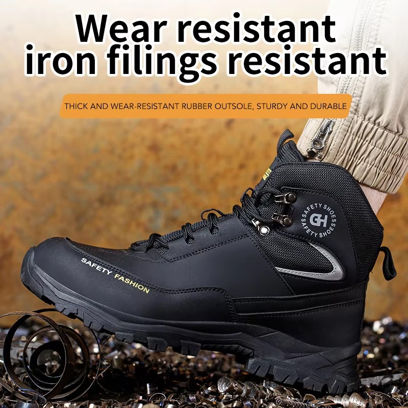 Construction Safety Shoes Men Waterproof Work Boots Anti-smash Steel Toe Shoes Puncture-Proof Indestructible Shoes Safety Shoes