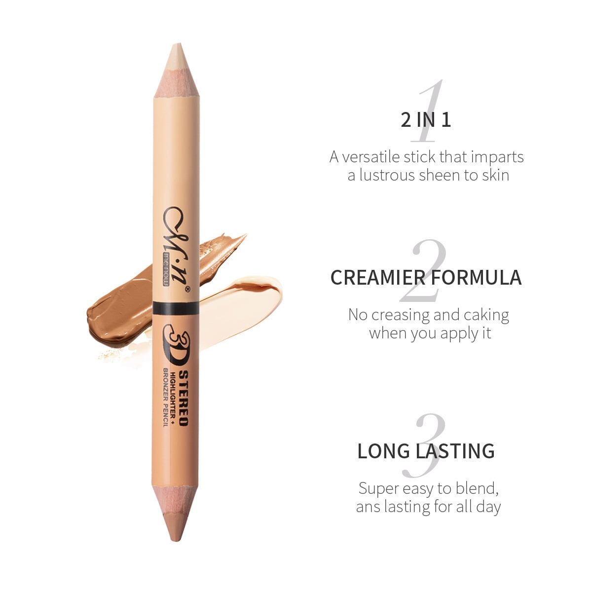 A dual-purpose 3D silkworm Concealer repair pen high gloss eye shadow stick pearl double head cosmetic pencil