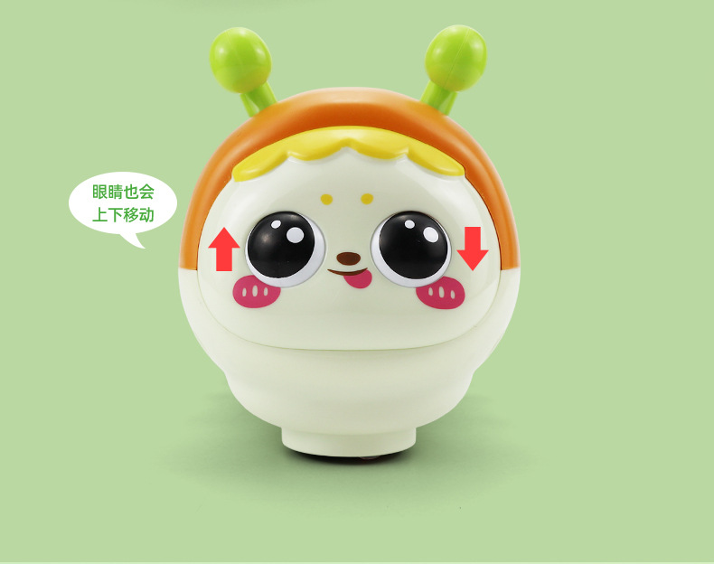 Cute caterpillar style baby crawling toy with lighting, music and automatic steering, letter and number design