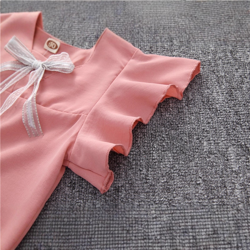 Toddler Girl's Solid Color Outfit 2pcs Flutter Sleeve Top & Shorts Set Kid's Clothes Infant Girl's Clothes for Daily/Holiday