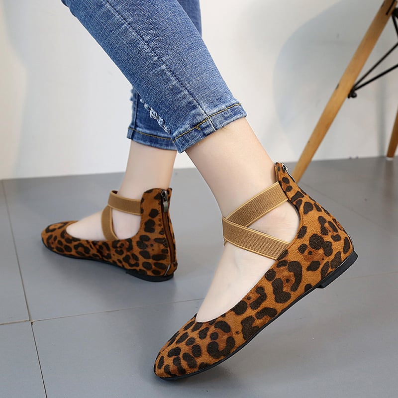 Single SHOES WOEMN Spring & Autumn New Leopard Flat Casual Shoes Women Shoes Large Size Shoes WOMEN