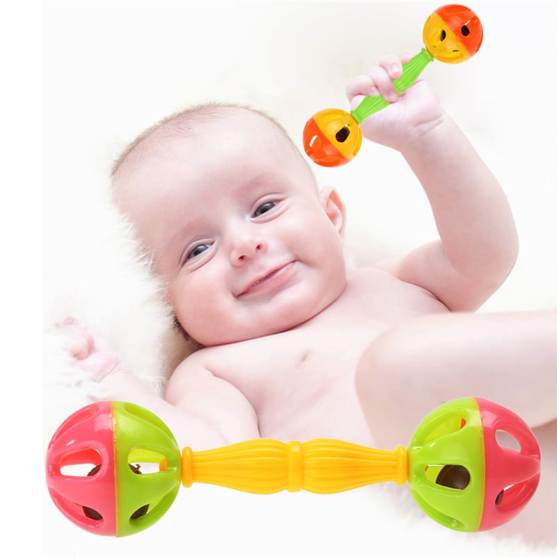 Baby Kids Rattle Bells Shaking Dumbells Early Development Toys for 0-12 Months