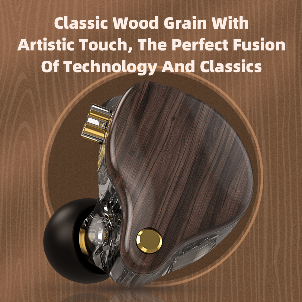 Q1 PRO Wood Wired Earphone HiFi Headphone with Microphone Detachable In-Ear Stereo Noise Cancelling Earbuds Sports Running Music