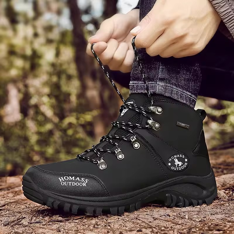 Autumn Winter Men Hiking Boots Outdoor Waterproof Non-slip Camping Man Shoes Hiking Sneakers Warm Fleece Short Boots