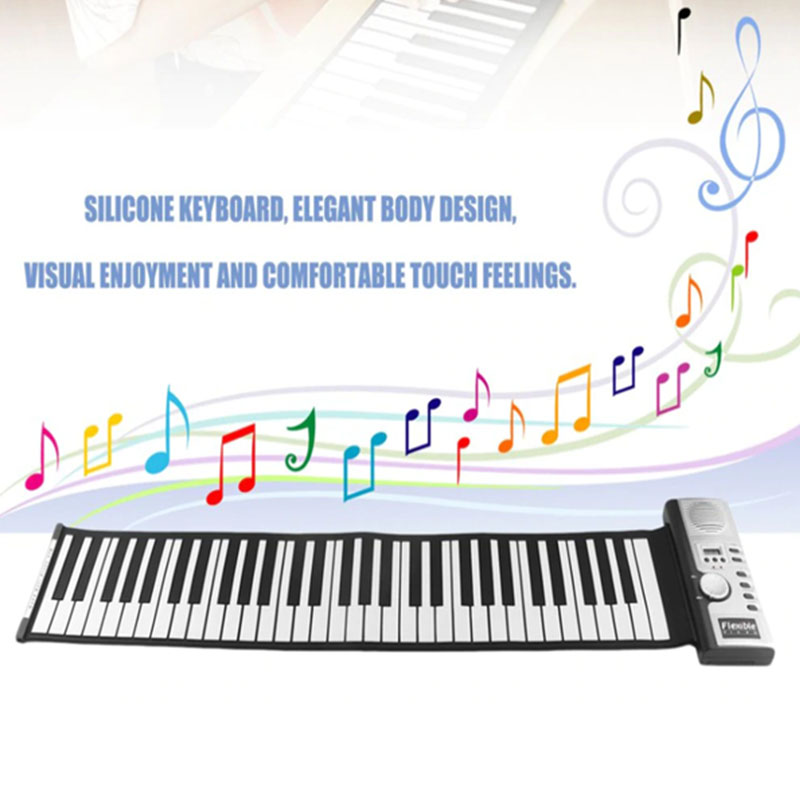 61-key hand-rolled piano with horn children's adult silicone electronic keyboard keyboard enlightenment piano