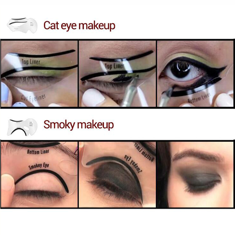 10pcs Eyeliner Stencils Winged Eyeliner Stencil Models Template Shaping Tools Eyebrows Template Card Eye Shadow Makeup Tool &
