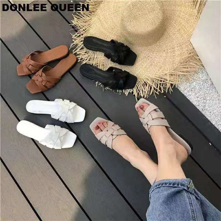 DONLEE QUEEN Women Brand Slippers Summer Slides Open Toe Flat Casual Shoes Leisure Sandal Female Beach Flip Flops Big Size 43
