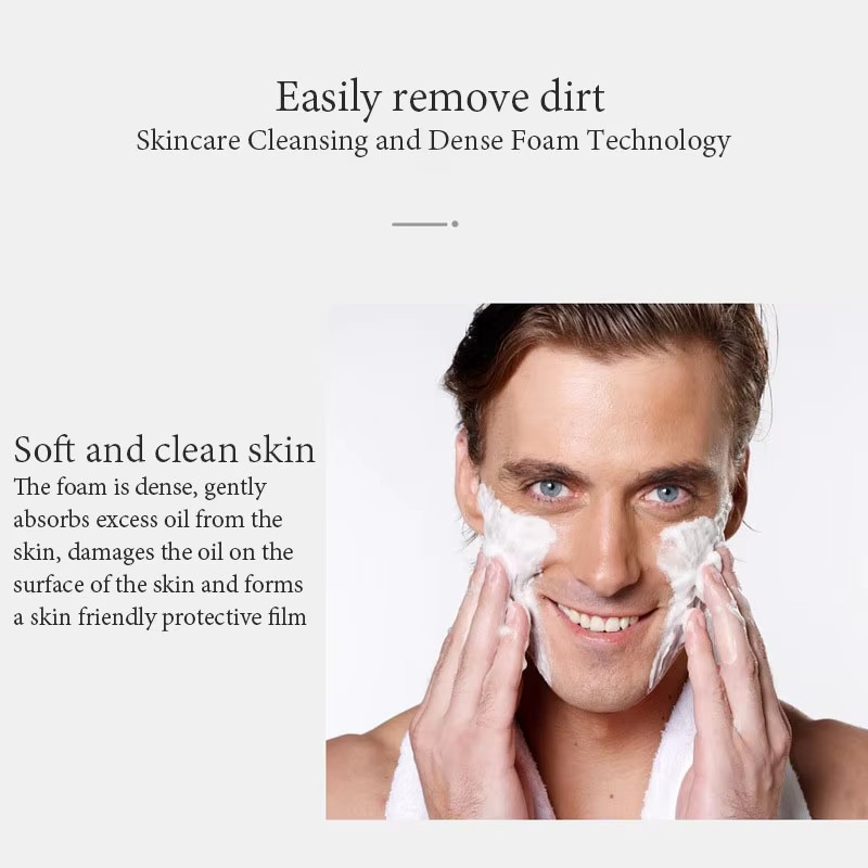 VENZEN Men's Facial Cleanser Moisturizing Oil Control Refreshing Face Wash Foam Face Cleanser Men Facial Skin Care Products