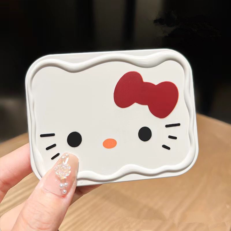 Butterfly Hello Kitty Handheld Folding Makeup Mirror Cartoon Cute Student Small Mirror Portable Makeup Mirror Comb One Piece B2
