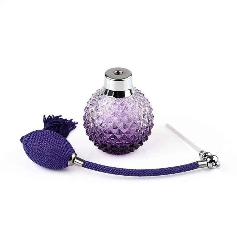 100ML Vintage Crystal Glass Perfume Bottle Spray Atomizer Refillable Purple Pineapple Pattern Design Sprayer