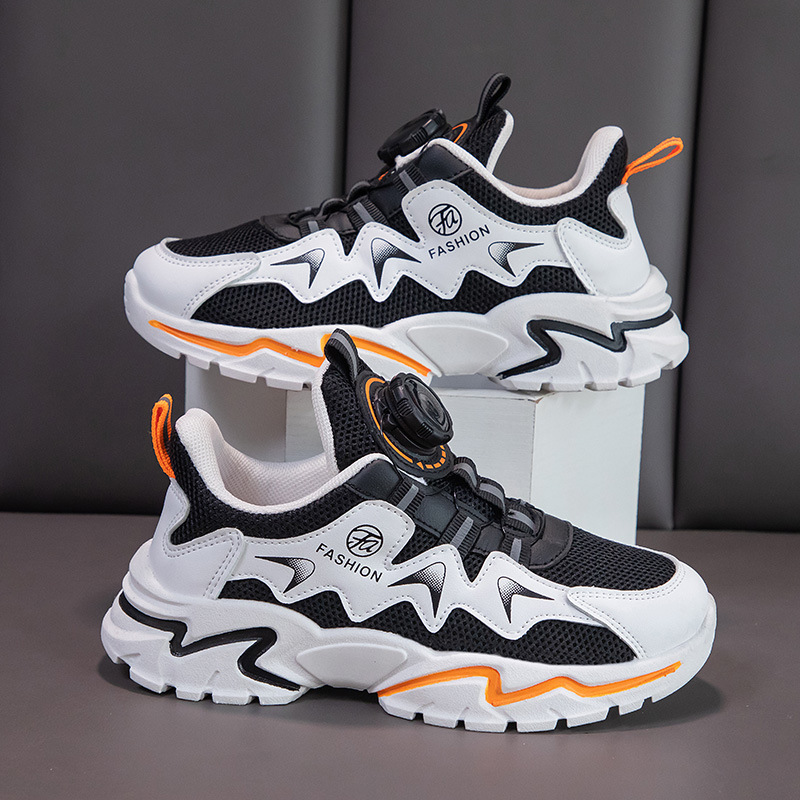 Rotary button Children's Shoes Leather Sports Sneakers Student Soft Soled Casual Shoes Kids Characteristic Simple