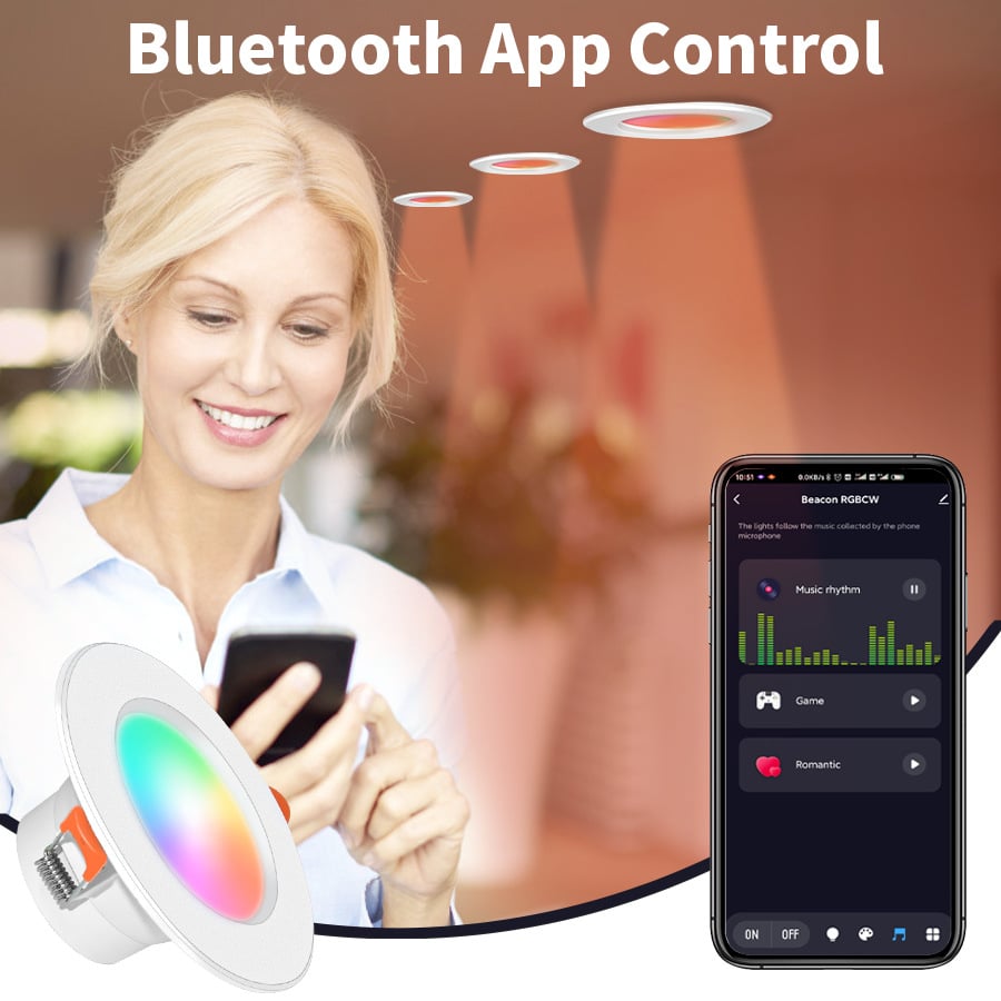 Tuya Graffiti Bluetooth Intelligent Downlight Alexa Voice Control Full Color Dimming RGBCW Google Speaker Fifth Street Light