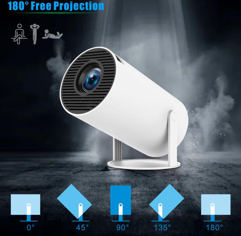 Android 11 4K Projector WiFi6 HY300 Allwinner h713 200ANSI BT5.0 1280*720P Dual wifi Home Theater Outdoor portable white