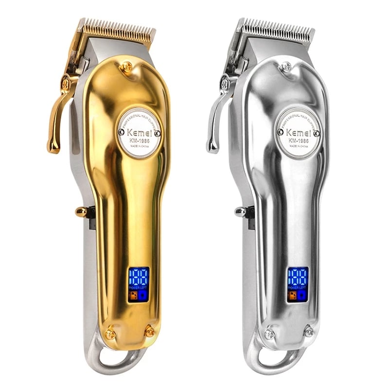 Kemei hair clipper KM-1986 metal charging plug dual-purpose oil head electric hair clipper stepless fine-tuning digital display