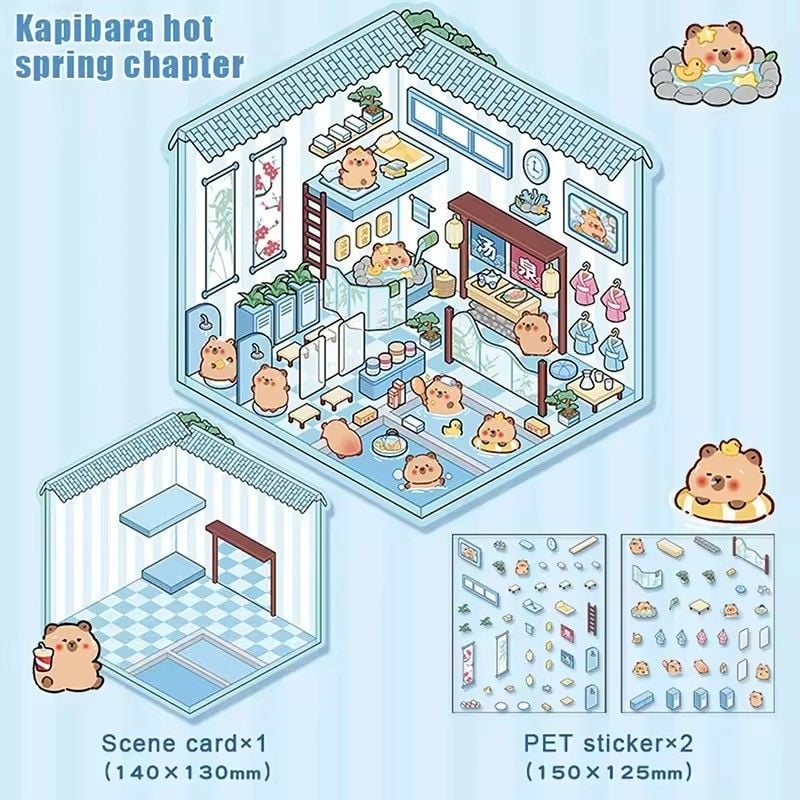 1Pcs Creative 3D Simulation Cabin Stickers Cute Cartoon Handmade DIY Landscaping Stickers Scene Stacking Pasting Stickers
