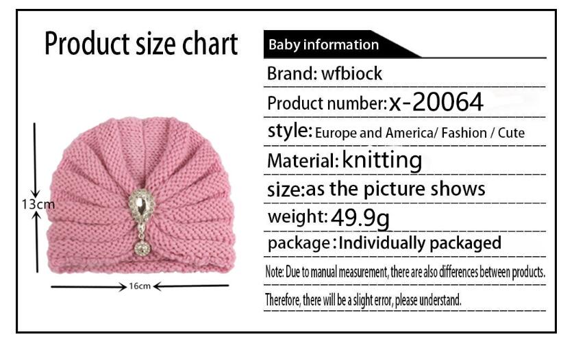 Baby knitted warm cover cap children's wool with drill hat