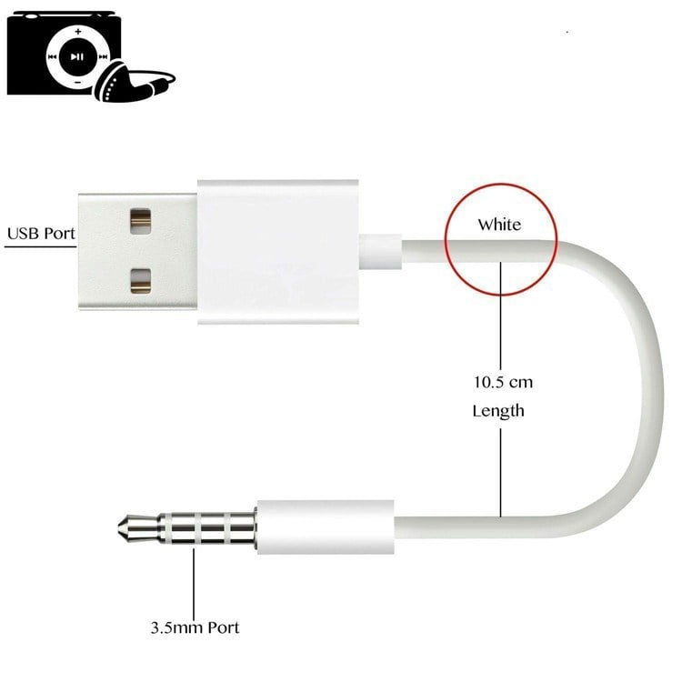 USB to 3.5mm Transfer Audio Adapter Cable 3.5mm Jack to USB 2.0 Data Sync Charger Cable cord for Apple iPod Shuffle 3rd 4th 5th