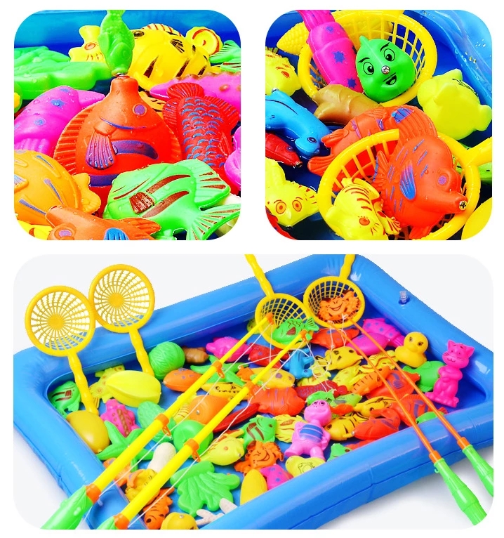 Children Boy girl fishing toy set suit magnetic play water baby toys fish square hot gift for kids GYH