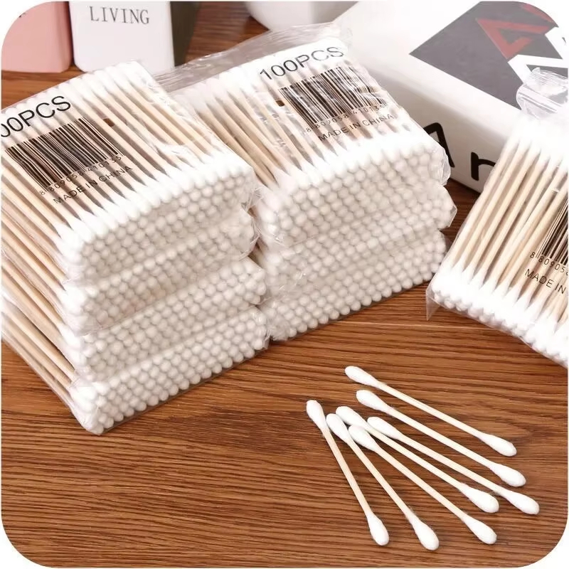 200/2000pcs Double Head Wood Cotton Swab Nose Ears Cleaning Women Makeup Tools Lipstik Cotton Buds Tip Sticks Bastoncillos Oidos