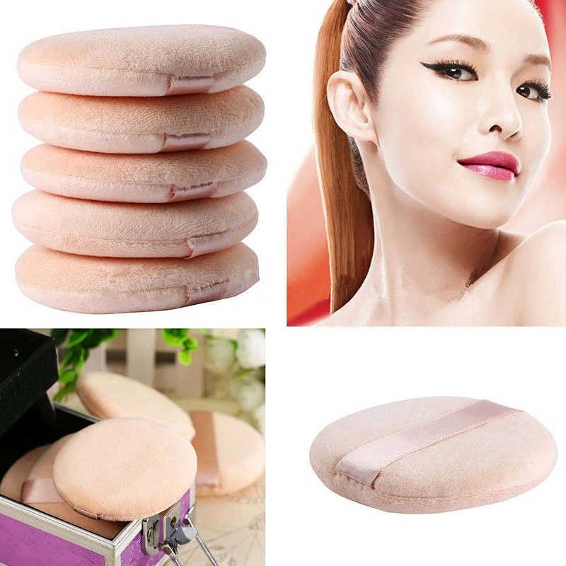 5pcs Round Shape Facial Powder Foundation Puff Professional Portable Soft Cosmetic Puff Makeup Foundation Sponge Beauty Tool