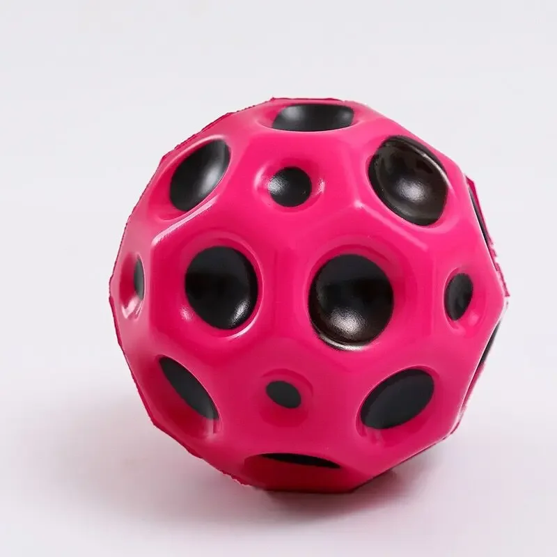 High Resilience Hole Ball Soft Bouncy Ball Anti-fall Moon Shape Porous Bouncy Ball Kids Indoor Outdoor Toy Ergonomic Design