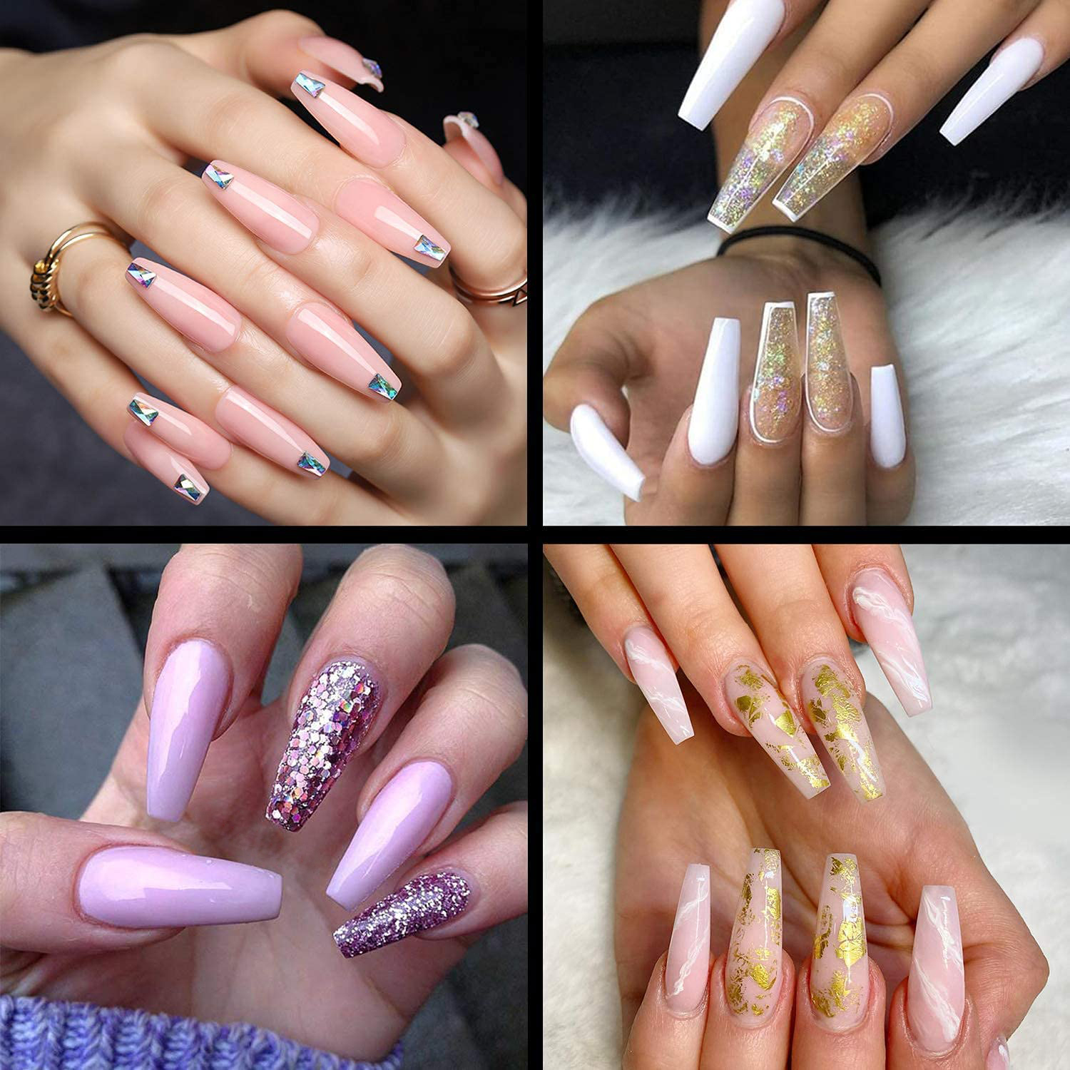 500Pcs/BoxTransparent Coffin Fake Nails capsule pour ongles Acrylic Full Cover Reusable False Nails Tips Pressed On The Nail