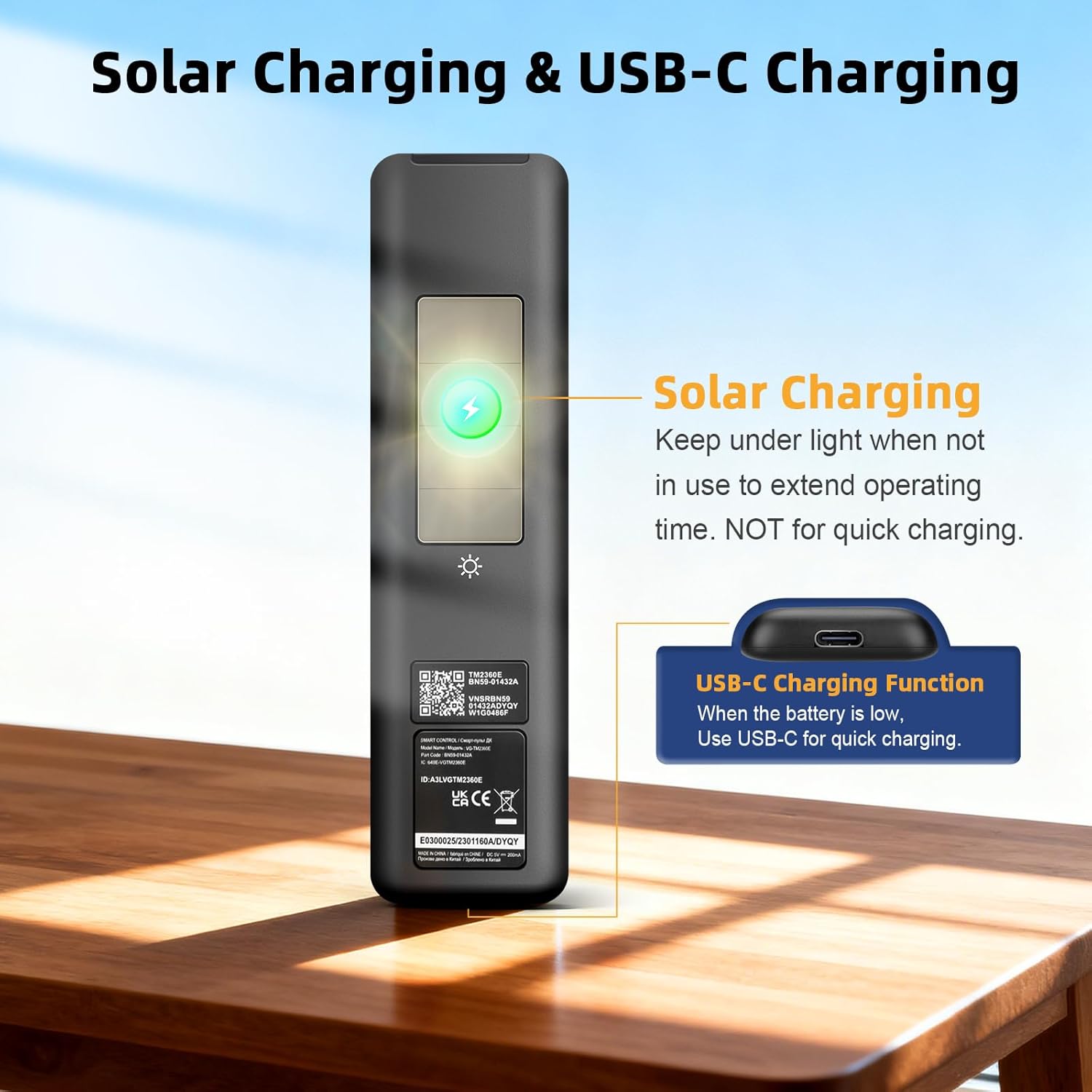 BN59-01432A TM2360E Rechargeable Voice Remote for Samsung Smart TVs, Replacement for All –2025 Samsung TV Remote Control with Solar Charging and Voice