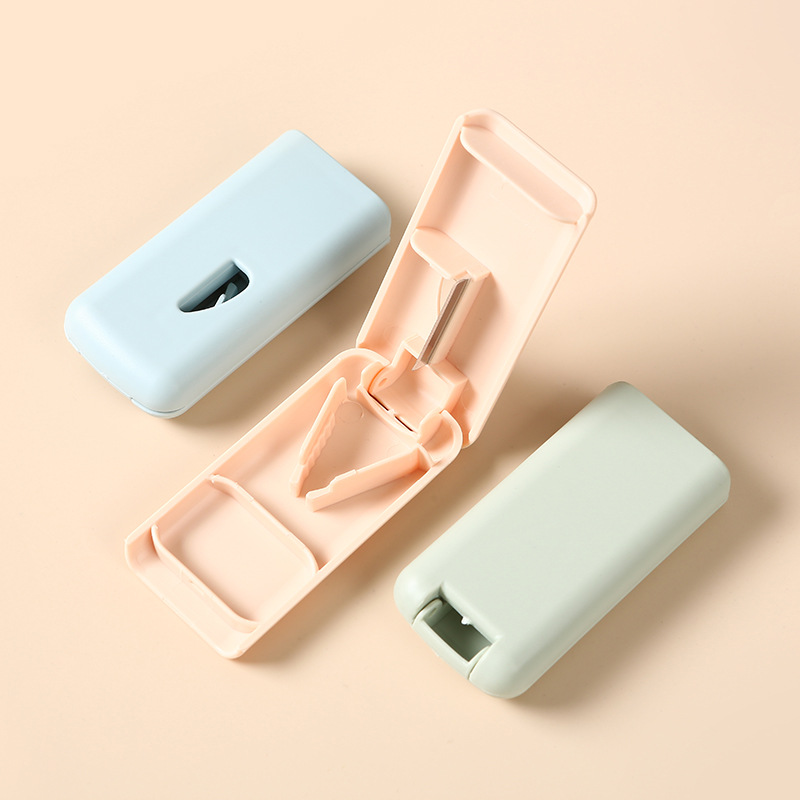 Portable Rectangular Tablet Cutter Splitter Box Pill Dispenser Storage Case Organizer Container Medicine Tablet Mini Pill Case