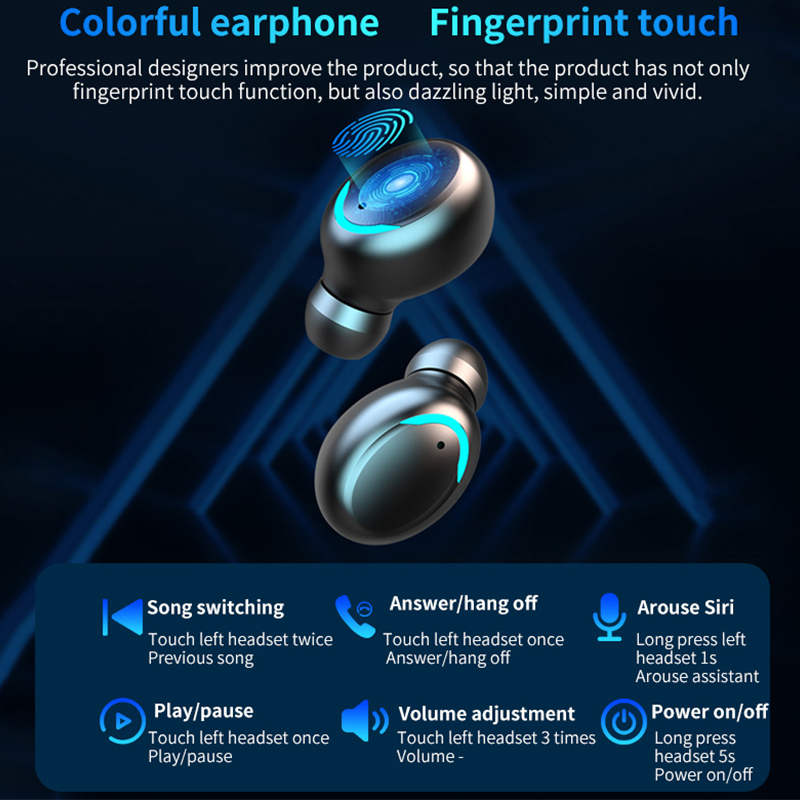 TWS Bluetooth 5.0 Earphones 2200mAh Charging Box Wireless Headphone 9D Stereo Sports Waterproof Earbuds Headsets With Microphone