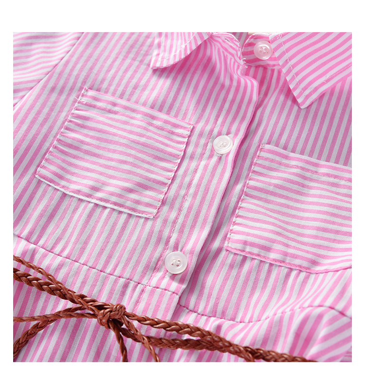 Children Dress Spring Summer Turn-Down Collar Kids Clothes Fashion toddler Baby Girls Clothing Summer Striped Dress Girl