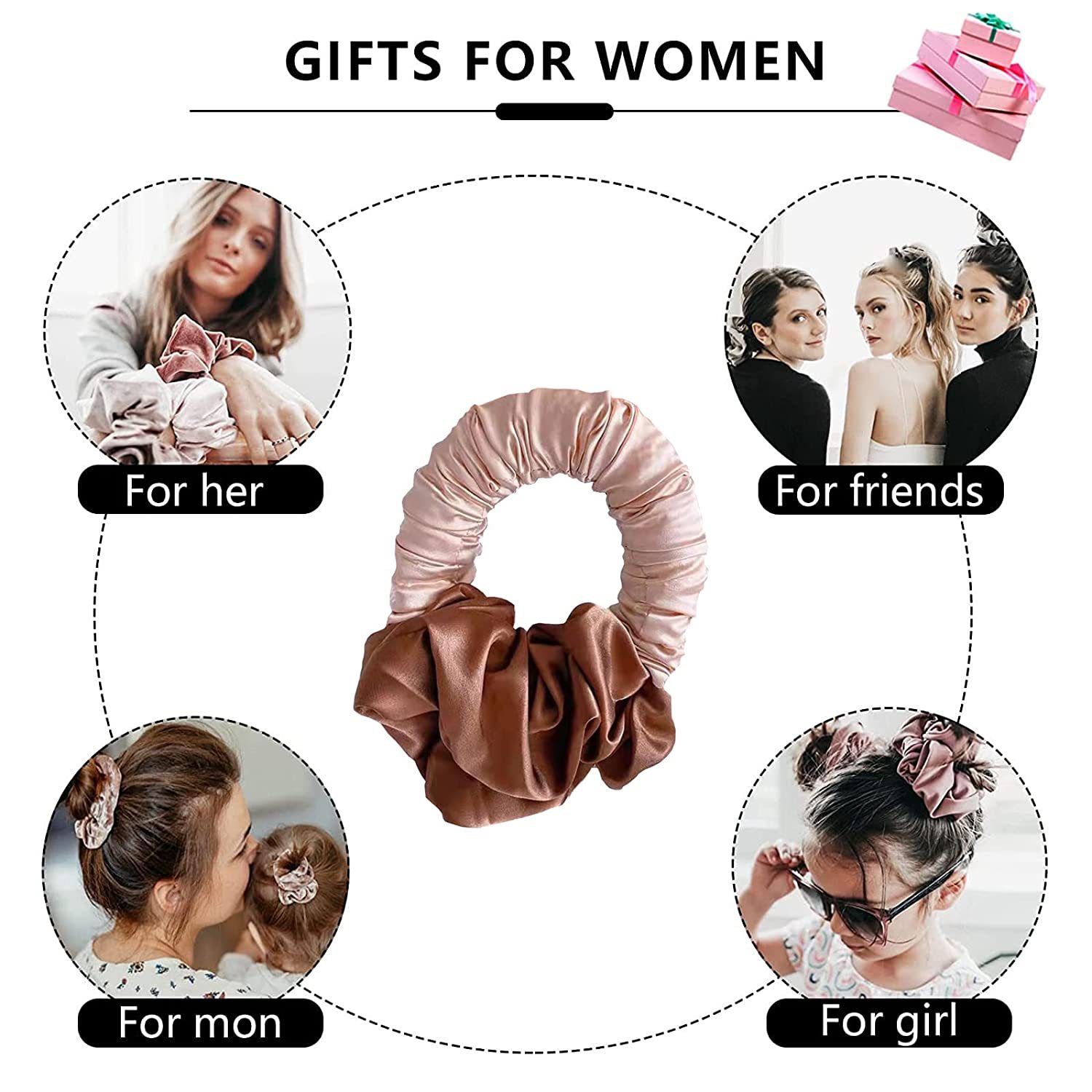 1PC Heatless Curling SilkS Scrunchies Soft Elastic Satin Silk Scrunchies Hair Ties Sleepy Styling Accessories Ponytail Holder