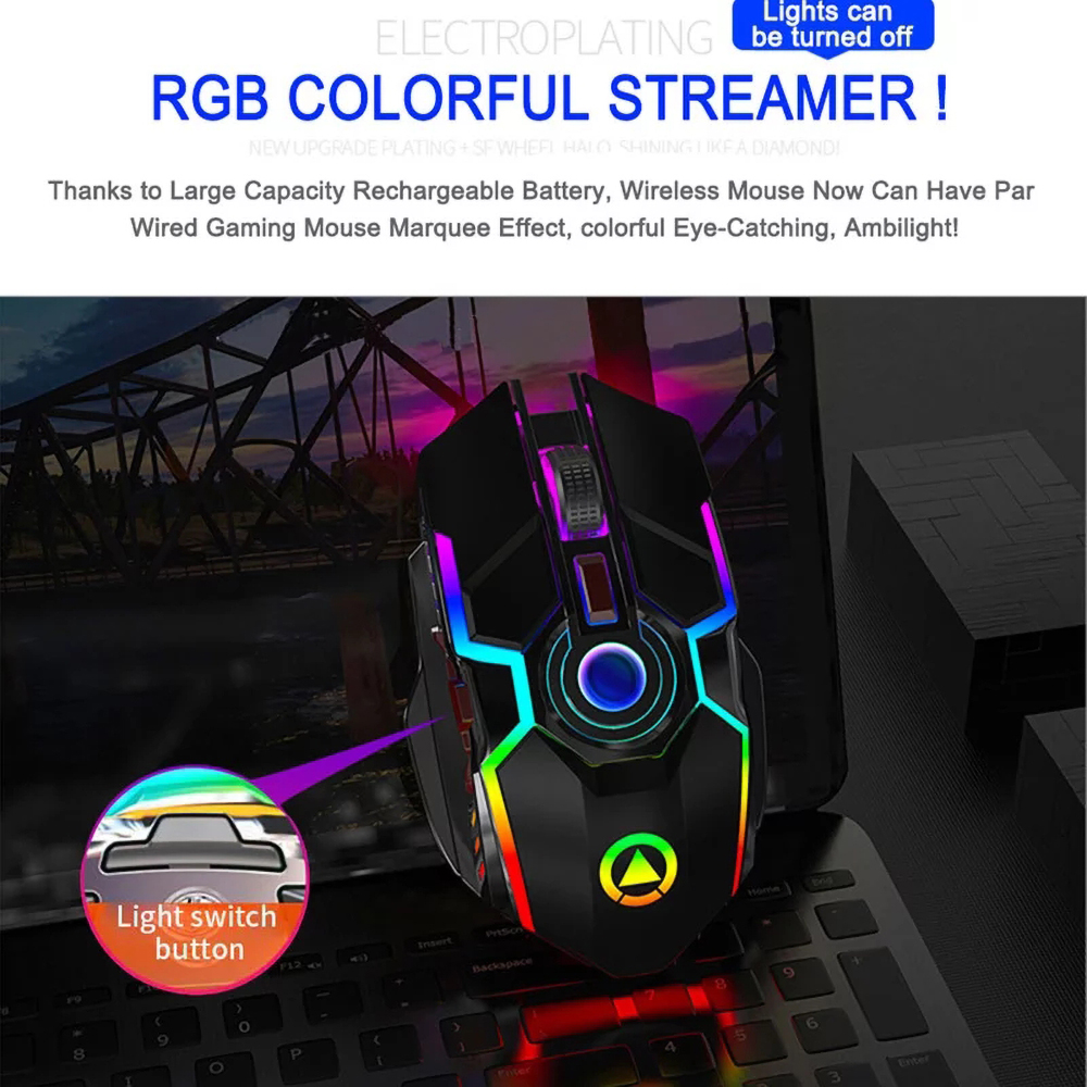 Wireless Mouse RGB Rechargeable Mouse Wireless Computer Silent Mause LED Backlit Ergonomic Gaming Mouse For Laptop PC