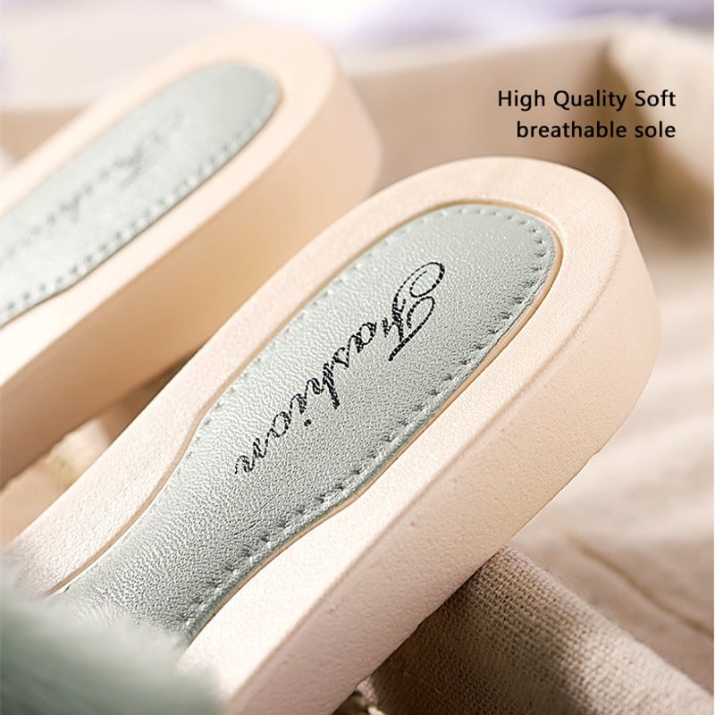new style plush slippers winter women's home warm cotton slippers fashion outer wear one-word plush slippers